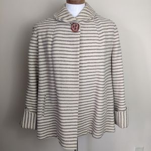 Vintage 1960s yellow brown striped wool cape coat